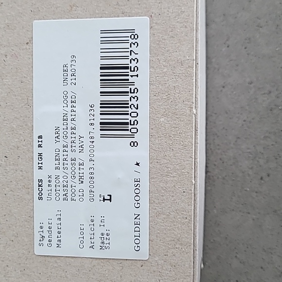 NWT Golden Goose Cotton socks with distressed finishes, blue stripes and logo - Picture 4 of 4